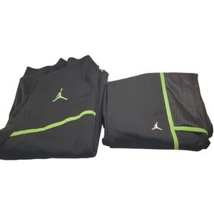 Jordan Tracksuit Set Jacket Pants Black Neon Green Mens Athletic Full Zip XXL
